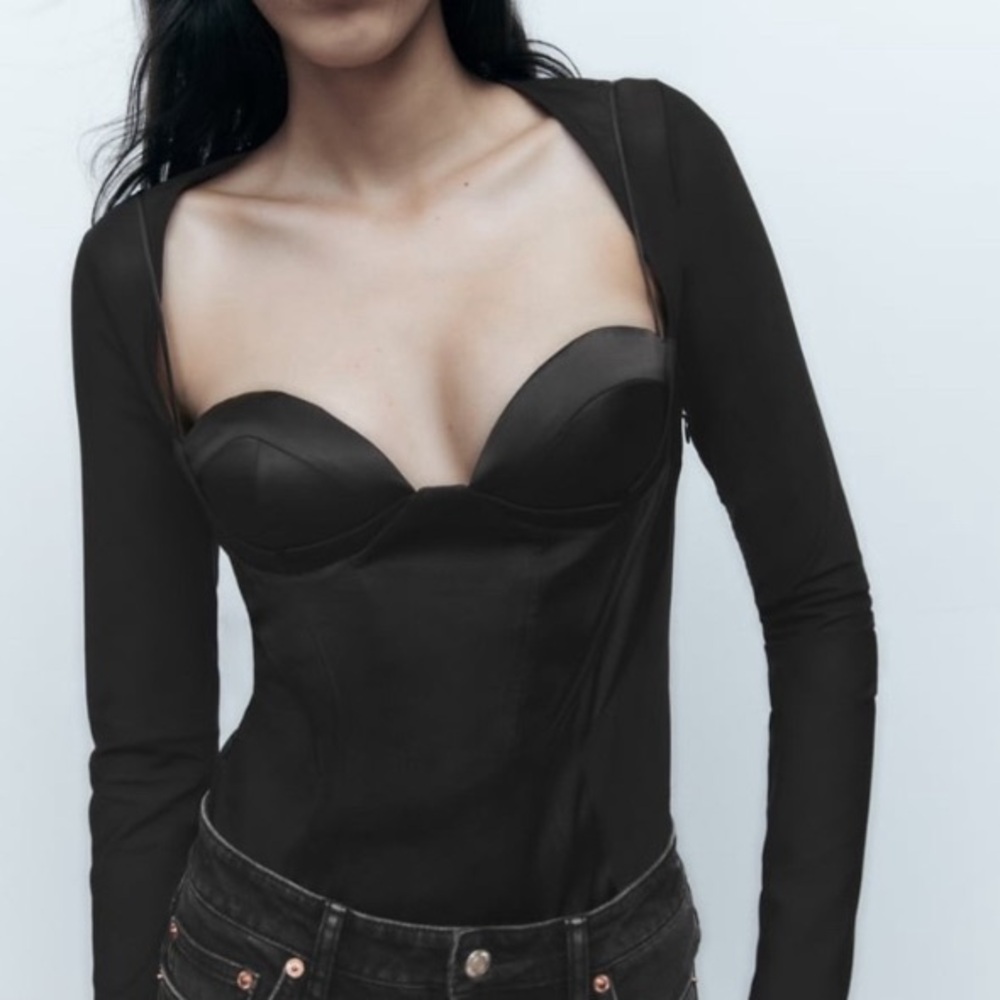 NWOT. Black ZARA long sleeve bodysuit. Never worn